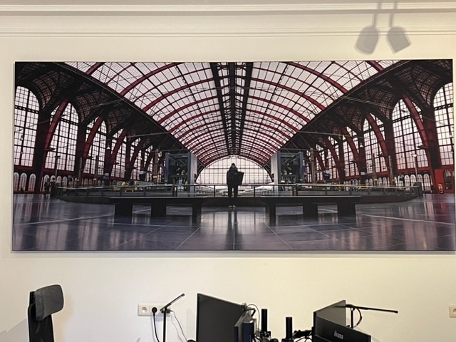 Cadre photo acoustique panoramique avec la gare d'Anvers-Central