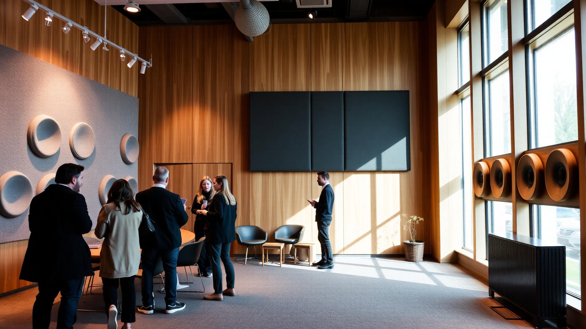 Showroom AFC Acoustics avec entretien client